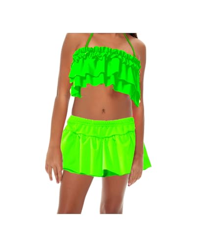HIBA CREATIONS Baby Girl Kids Swimming Costume Bikini with Panty Skirt in Green Color 0-6 Months