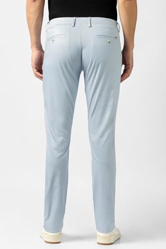 Men Light Blue Textured Trousers
