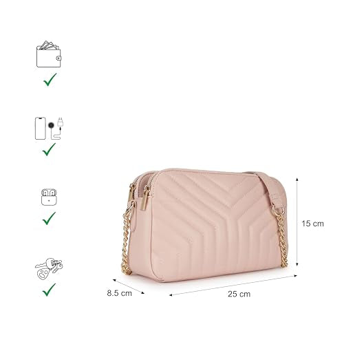 Fastrack Pastel Quilt Sling Bag for Women | Lightweight Quilted Crossbody with 3 Zippered Compartments, Detachable Strap and Soft-Tone Hardware | Stylish Everyday Sling for Casual Outings and College