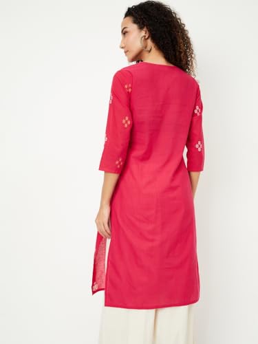 Max Women's Cotton Regular Kurta (PEPKFE24SE_Pink