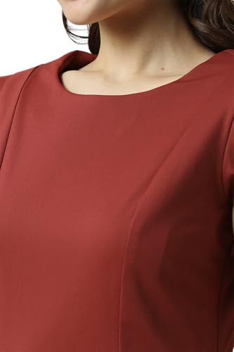 Allen Solly Women's Polyester Modern Knee-Length Dress (AHDRWRGPE38090_Maroon