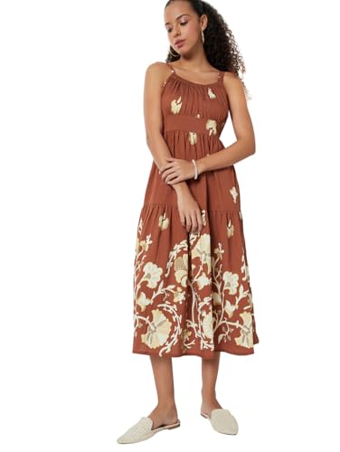 Max Women Printed A-line Dress (Maroon_L)