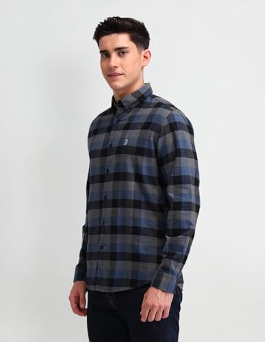 U.S. POLO ASSN. DENIM CO. Buffalo Checked Slim Fit Shirt (UDSHT1430_Blue_39)