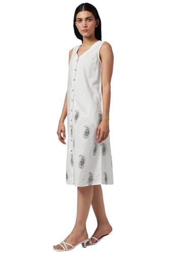 Van Heusen Women's Cotton Modern Calf Length Dress (VWDRNRGF781537_White