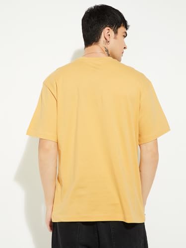 Max URB_N Men Printed Oversized T-Shirt(Yellow_XS)