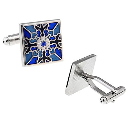 Peora Classic Blue Flower Pattern Square Cufflinks for Men Business Corporate Wedding Gift