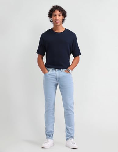 U.S. Polo Assn. Denim Co. Men's Brandon Slim Tapered Fit Blue Jeans (UDJEN1252_Light Wash_36)