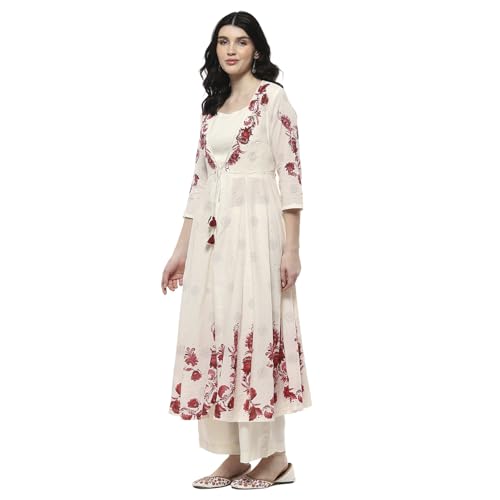 Biba Women's Cotton Kurta Set (SKDINBEZ10740SS25RED_Red