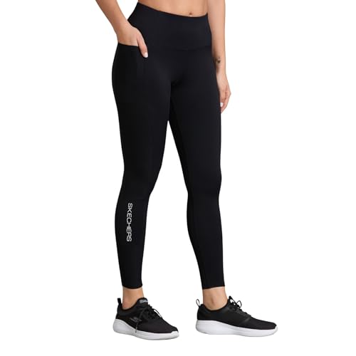 Skechers Women Rib Panelled Black Leggings