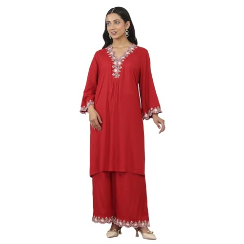 Rangriti Rayon Solid A-Line Casual Kurta With Palazzo