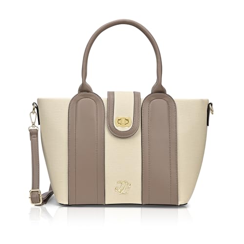 Lavie Signature Canva Lock Satchel Bag | Satchel Handbag for Work | Ladies Purse | Stylish Shoulder Bag | Gift for Women