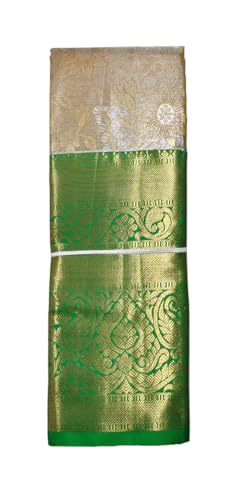 VFCollections Women's Kanchipuram Silk Pure Pattu Sarees With Blouse (VFC101-1), Green