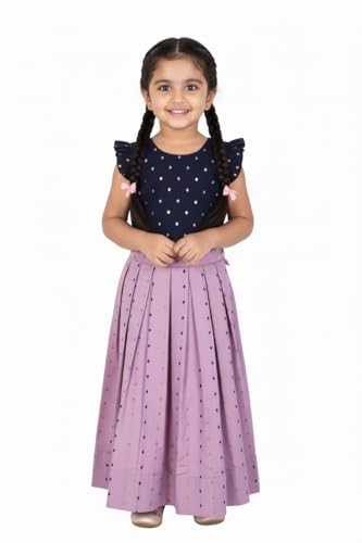 COMRATE Baby Girls South Indian Readymade Traditional Pattu Pavadai Tapeta Silk Lehenga Choli Dress For Kids