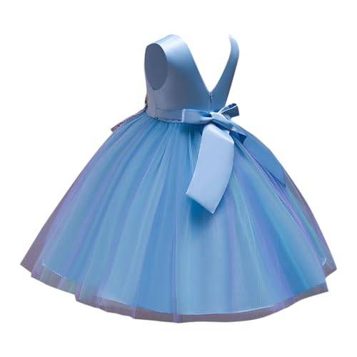 Hopscotch Girls Sleeveless Floral Applique Party Dress In Blue Color for Ages 10-11 Years