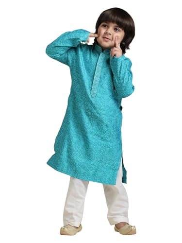 Manyavar Boys Viscose Blend Self Design Kurta Pyjama Set (2pcs)(6-8 years)