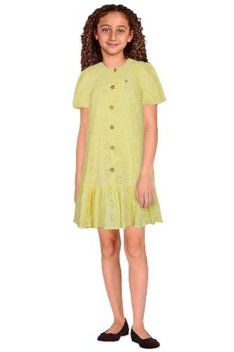 Allen Solly Girl's Cotton Modern Knee-Length Dress (AGDRPRGF567329_Yellow