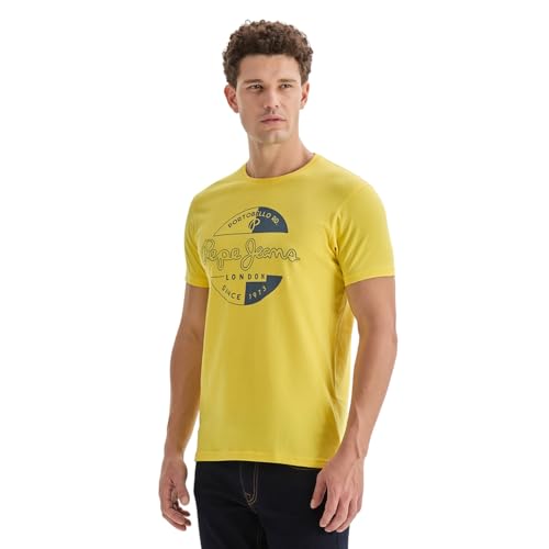 Men's Yellow Graphic Print T-Shirt