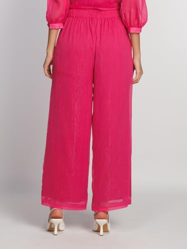 Zink London Women's Pink Solid Straight Palazzo