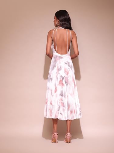 Label RITU KUMAR V Neck Sleevless Printed Long Dress White