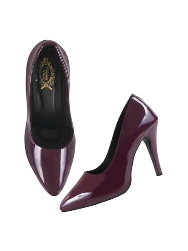 Shoetopia High Heels Solid Patent Cherry Pumps for Women & Girls /EU36