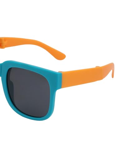 Carlton London Girls Turquoise and Orange Toned UV Protected Black Lens Foldover Sunglass