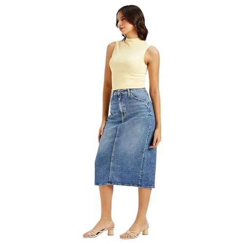 Levi's Women's High Rise Blue Straight Fit Skirt
