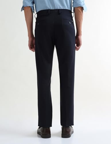 Arrow Men's Dobby Regular Fit Trousers (ARAKTR2039_Navy_38)