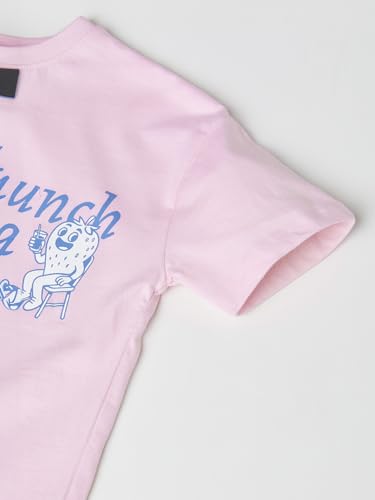 Max Girls Back Graphic Print T-Shirt (Pink_8-9 Y)