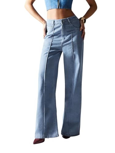 Miss Chase Women's Straight-Fit High-Rise Regular-Length Non-Stretchable Denim Jeans (MCSS24DEN79-02-941-32, Dreamwave Blue, 32)