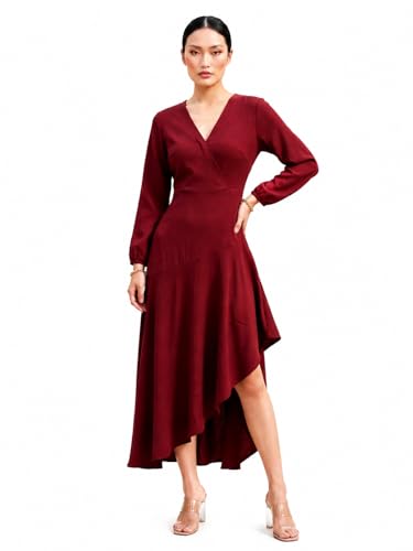 Varanga Modern Edge Dress Maroon