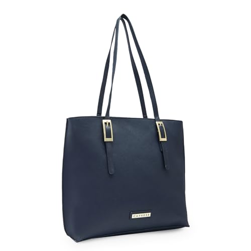 Caprese Jenny Tote Bag, Medium-Navy | Stylish Handbag for Women | Spacious, Versatile Office & Daily Essentials Tote | Top Zip Closure
