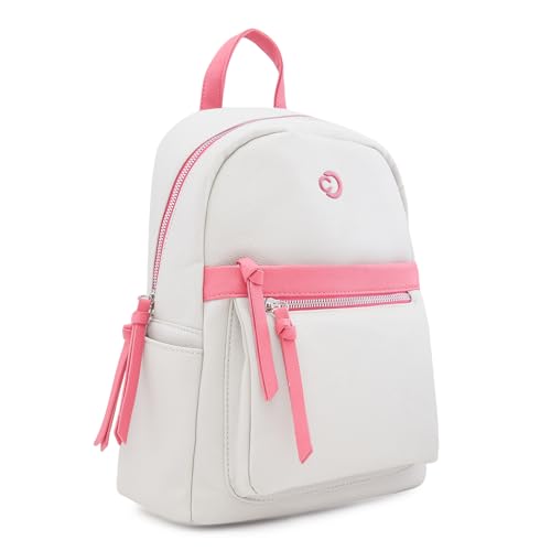 Caprese Sia Fashion Backpack Beige Stylish Backpack with Multiple compartments and Front/Side Pockets, Perfect for College, Travel and Daily use