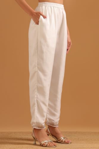 Soch Womens Off White Vichitra Embroidered Sequin Detail Salwar Suit
