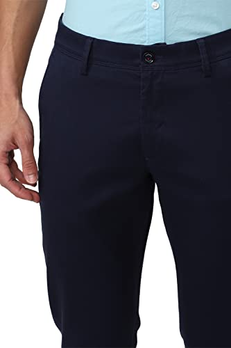 Men Navy Solid Trousers