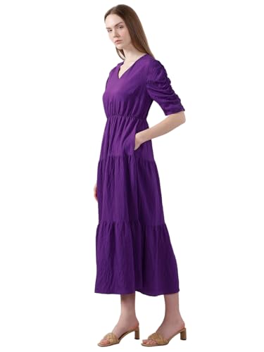 VERO MODA Women's Purple Fit and Flare Dress