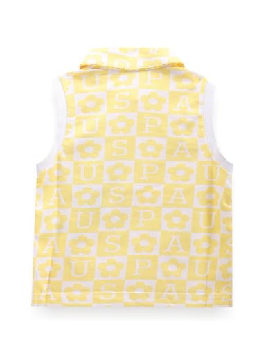 U.S. POLO ASSN. Kids Kids Regular fit Girls Cotton Printed Sleeveless Polo T-Shirts (UGTSH0358_Yellow_3-4Y)