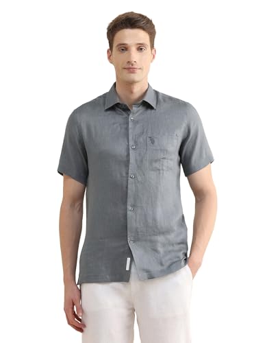 U.S.Polo Association Men's Solid Regular Fit Shirt (USSHTP1273H_Dark Grey_44)