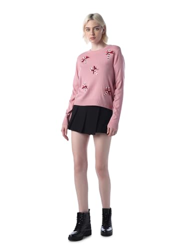 ONLY Women's Acrylic Round Neck Pullover Sweater (15355004-Bleached Bleached Mauve