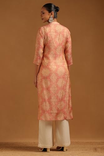Soch Womens Onion Pink Muslin Ethnic Motifs Kurta