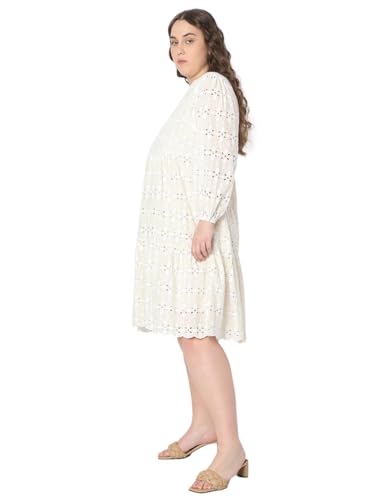 VERO MODA Curve Women Beige Fit and Flare Dress