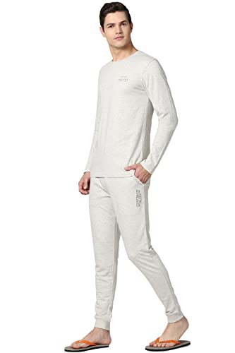 Peter England Men's T Shirt and Jogger Classic Pajama Set (PETSJGFSEM521506_Multi_L) Multicolour