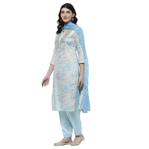 Rangriti Women Blue Cotton Straight Kurta Set_40