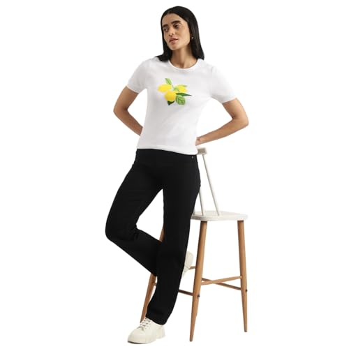United Colors of Benetton Regular Round Neck Self Design Top (Size: M)-25P1030W1J49I101 White