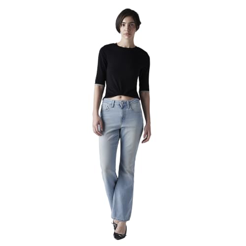 Levi's Women's 726 Light-Blue Flared Fit High Rise Jeans