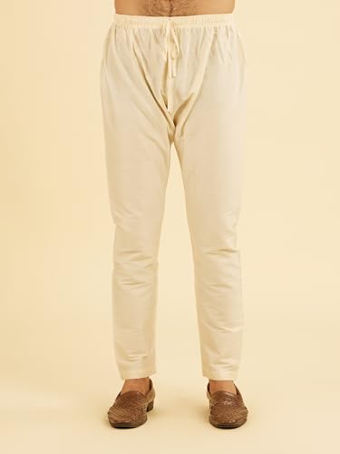 Manyavar Men's Viscose Blend Honeycomb Embroidery & Sequins Kurta Jacket Set (Mustard,L)