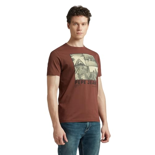 Pepe Jeans Men's Slim Fit T-Shirt (PM509860_Conker Brown