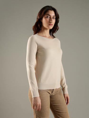 Tommy Hilfiger Women's Cotton Boat Neck Sweaters (F25HWSW015_Beige_XS)