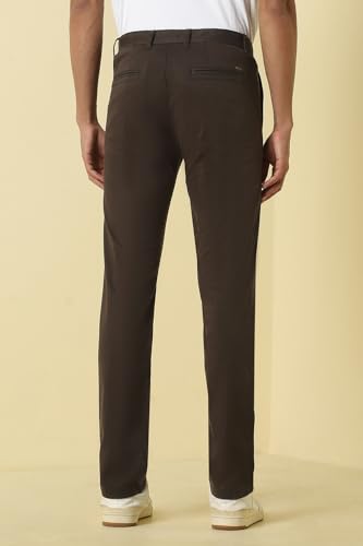 Men Brown Solid Casual Trousers