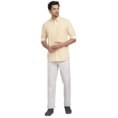 Color Plus Men's Full Sleeve Tailored Fit Medium Orange Casual Shirt
