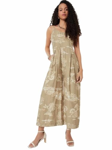 Max Women Printed Jumpsuit (Beige_XS)